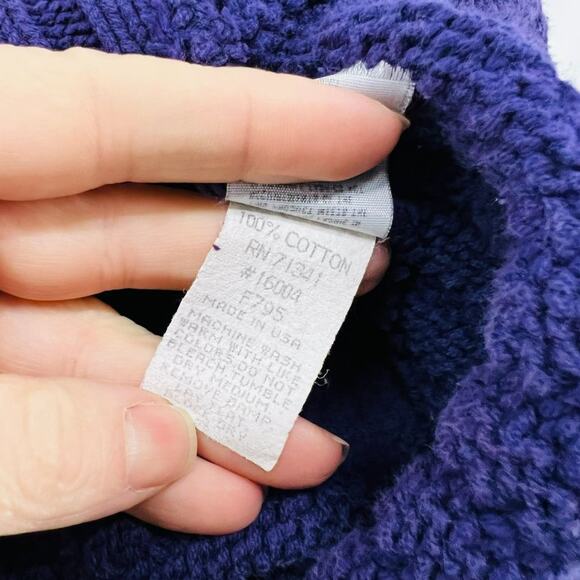 90s L.L. Bean Purple Cotton Chevron Knit Sweater Womens Xlarge - Picture 7 of 8